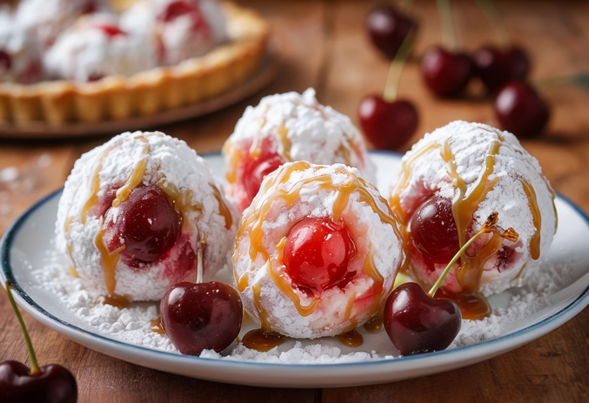 Vibrant Cherry Dessert Balls Close-Up Art for Food Lovers