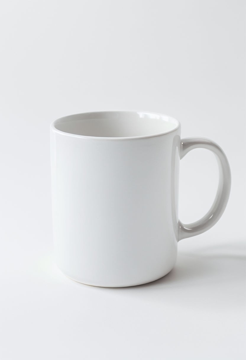 Minimalist White Ceramic Mug Design Mockup