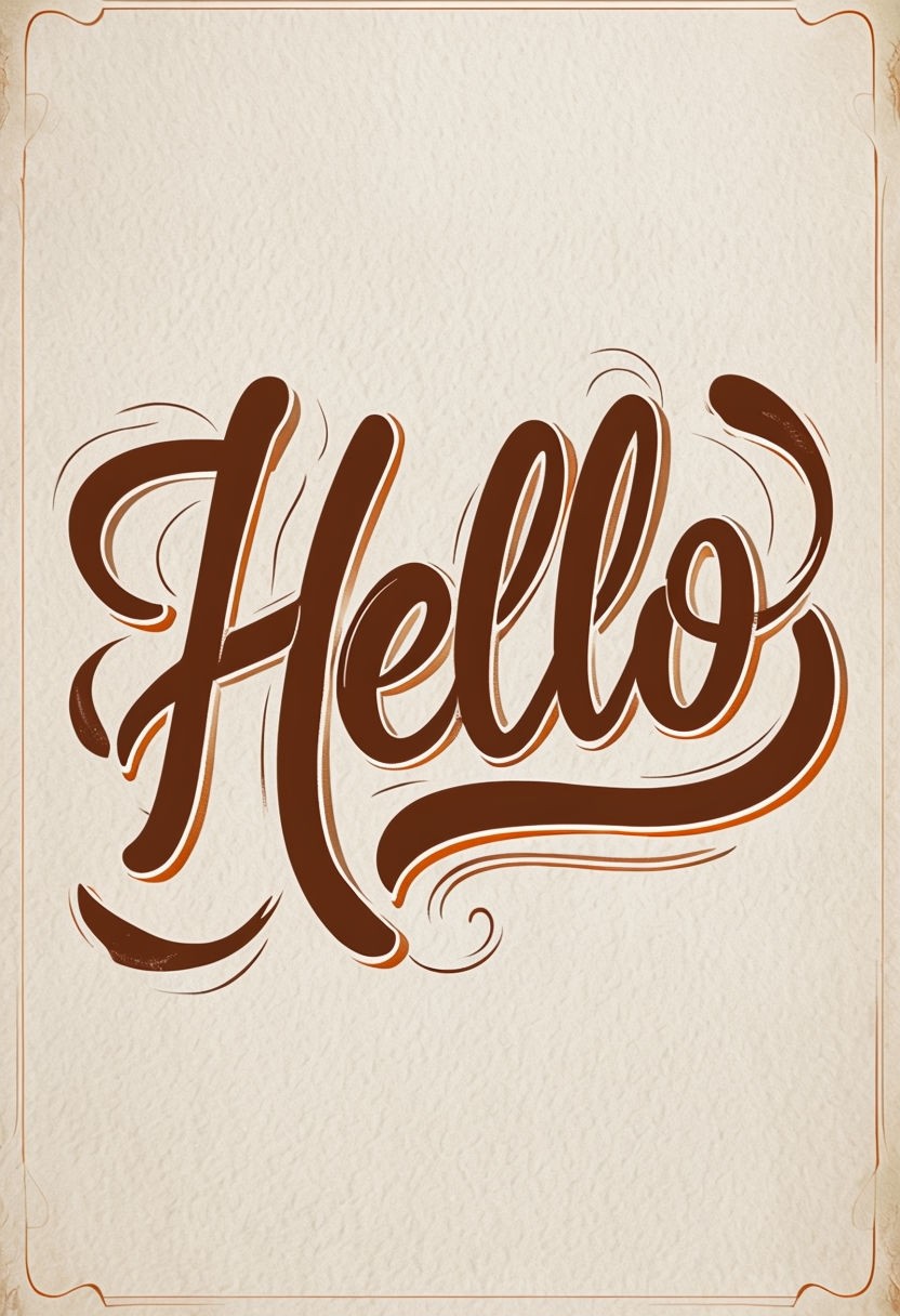 Warm Vintage Hello Typography Art Poster