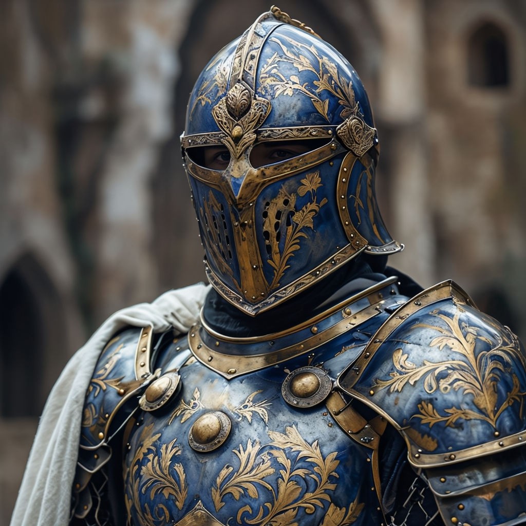 Regal Blue Medieval Armor Close-Up Photography Art