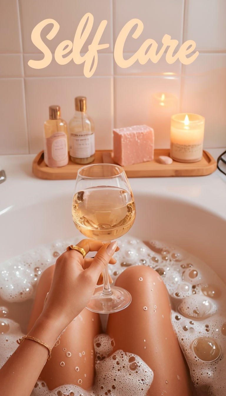 Serene Self Care Bath Time Scene Art Poster