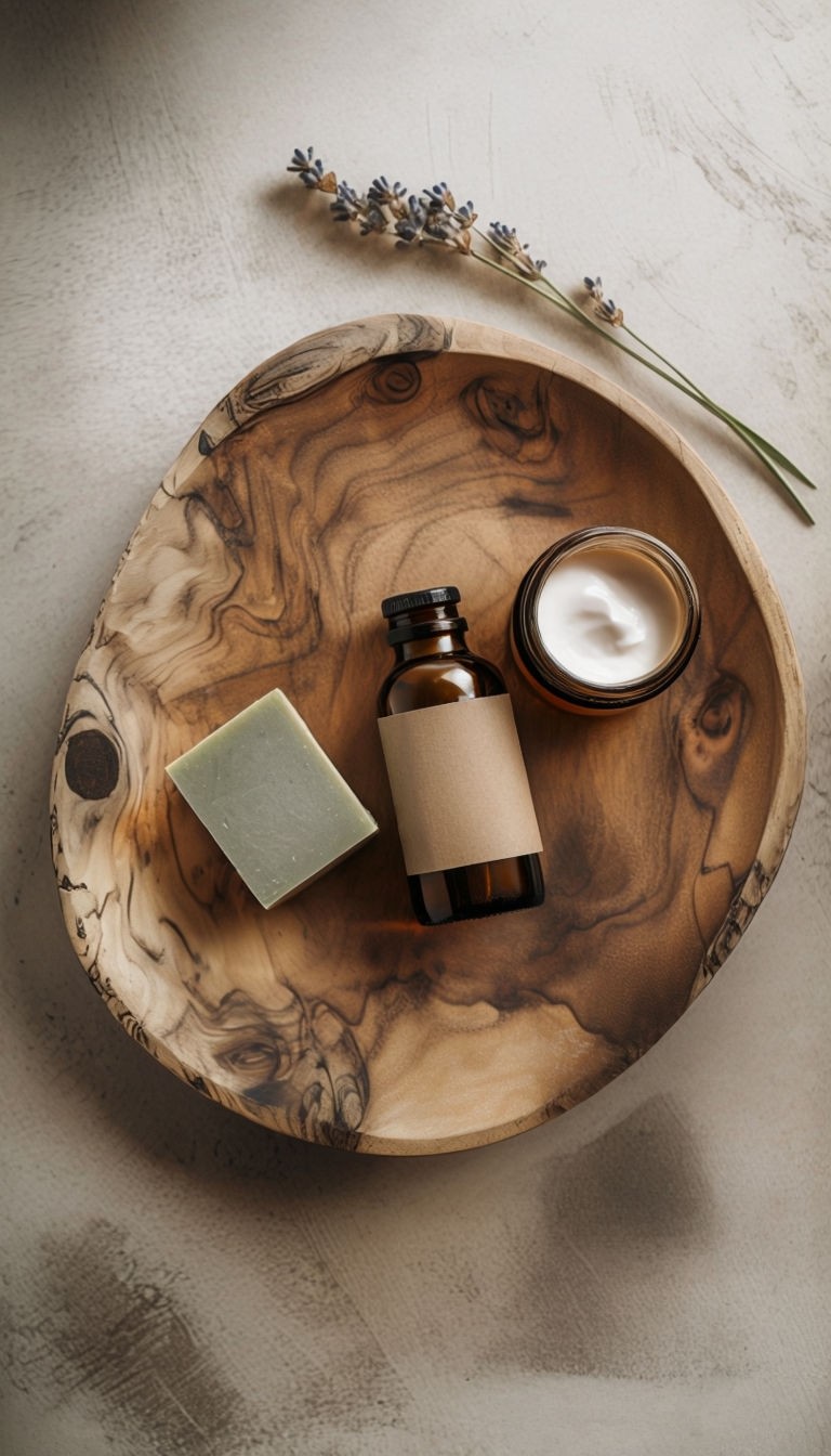 Serene Sage Soap and Amber Bottles Mockup