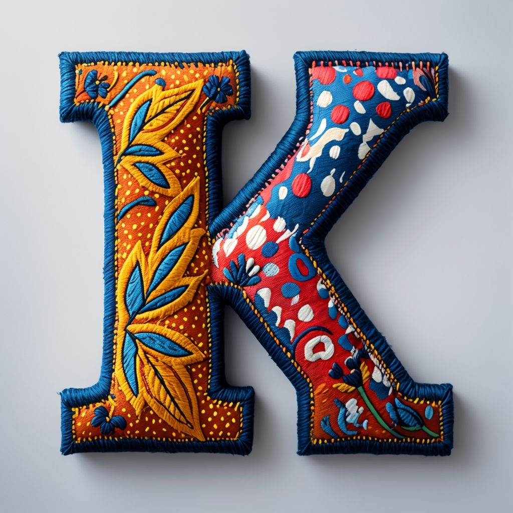 Vibrant Fabric Monogram Letter K Design Art