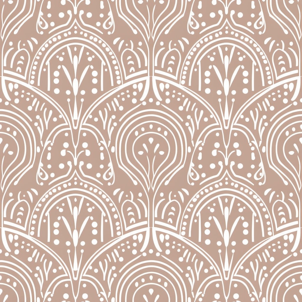 Elegant White Arch and Teardrop Geometric Pattern Seamless Pattern