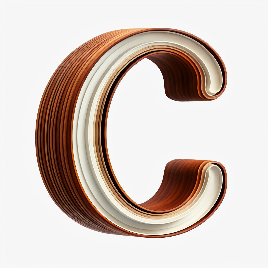 Stylized Three-Dimensional Layered Letter C Art for Modern Design