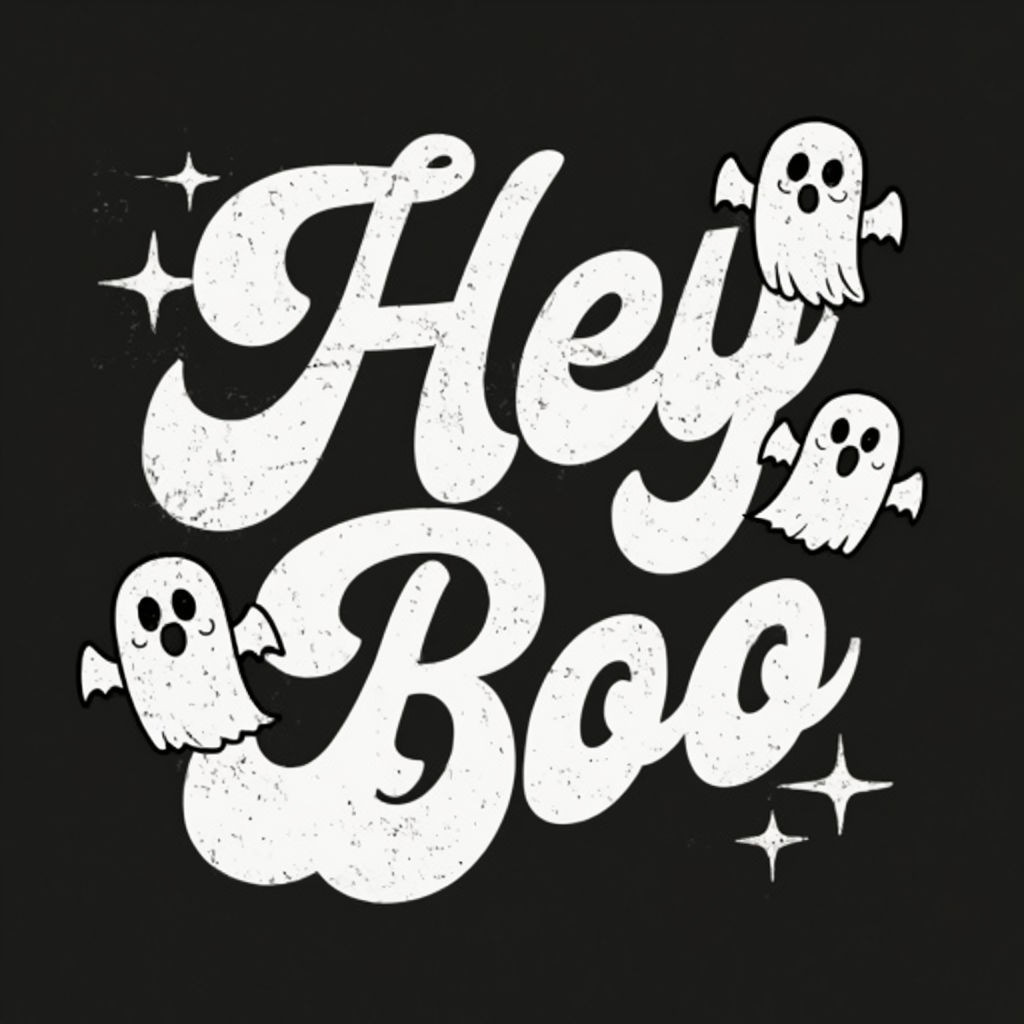 Playful Retro 'Hey Boo' Halloween Ghosts