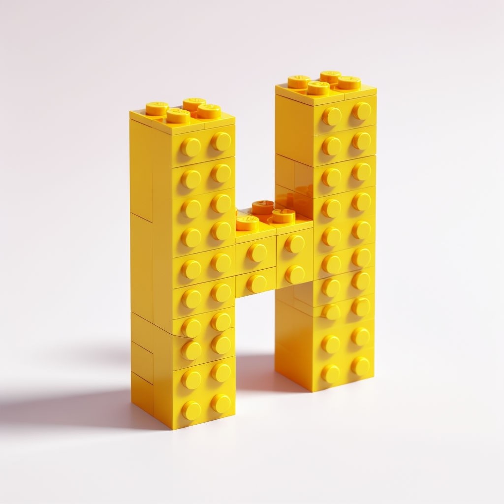 3D Yellow Lego Letter H Monogram Design