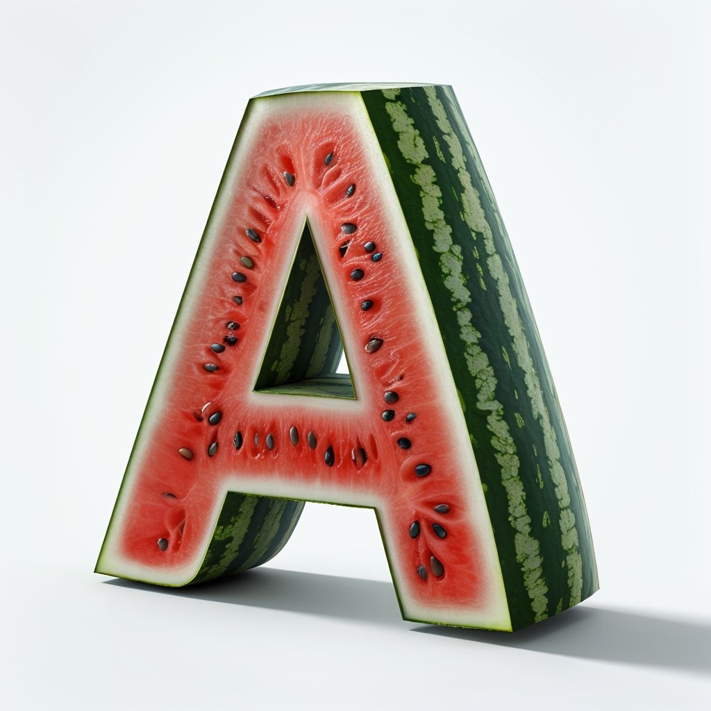 Watermelon Slice 3D Monogram A with Realistic Details Art