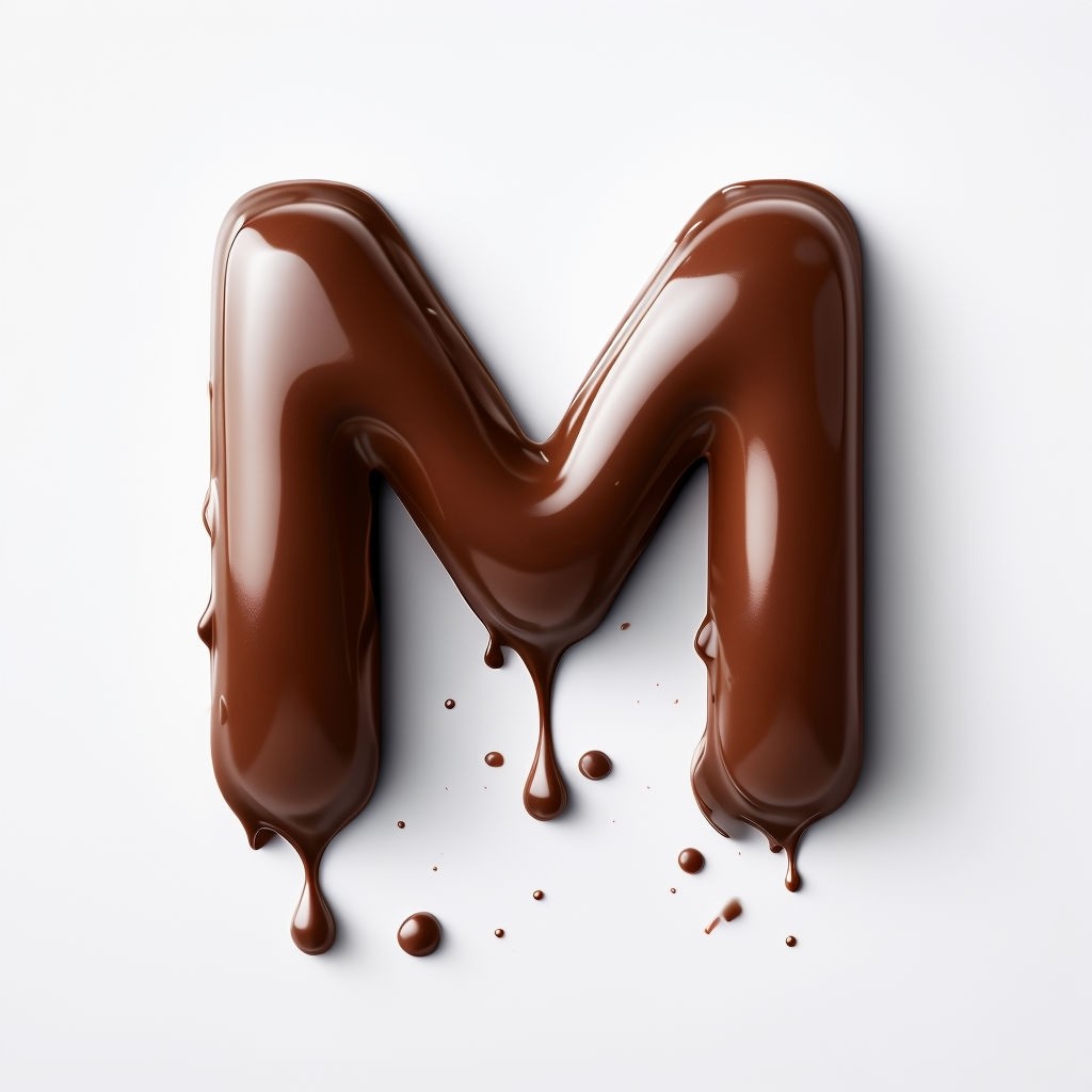 Glossy Dark Chocolate Monogram Letter M Sticker