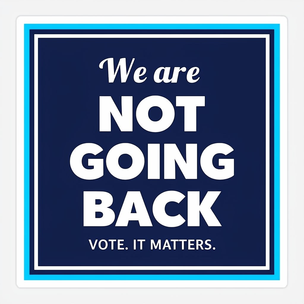 Motivational Political "We Are Not Going Back" Sticker