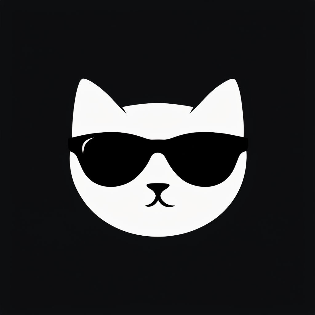 Cool Minimalist Cat Face with Sunglasses Illustration Logo