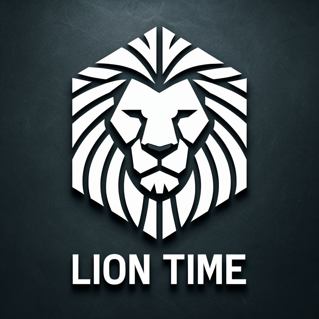 Modern Minimalist White Lion Logo Design for LION TIME