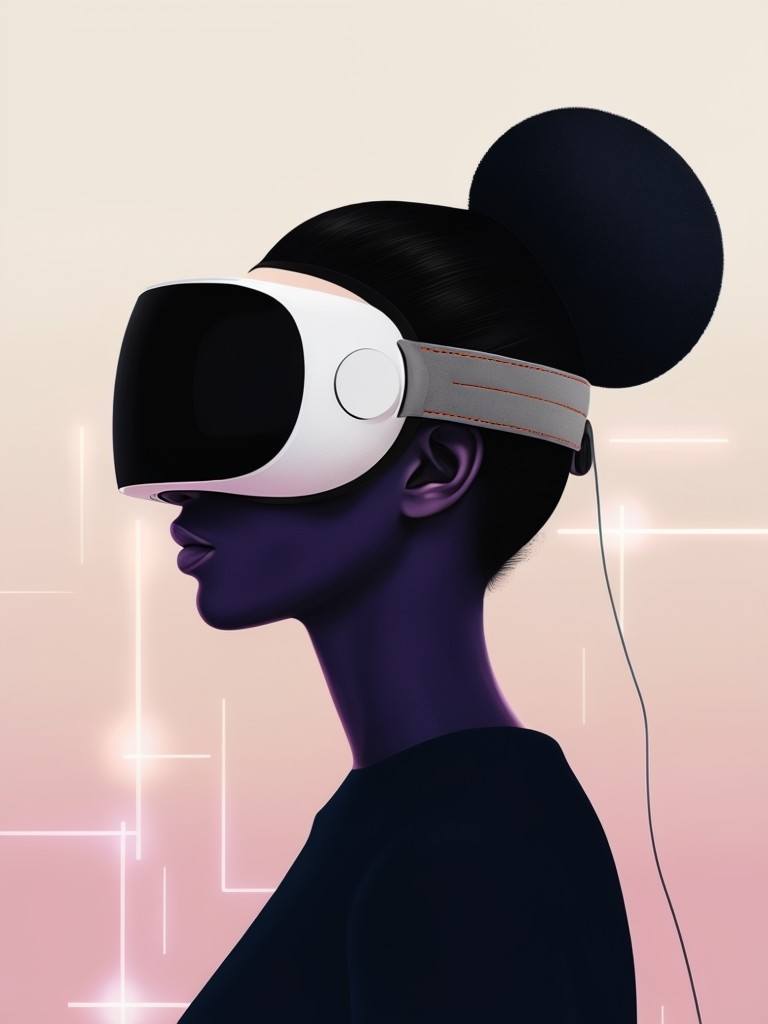 Futuristic Side Profile Wearing Sleek VR Headset