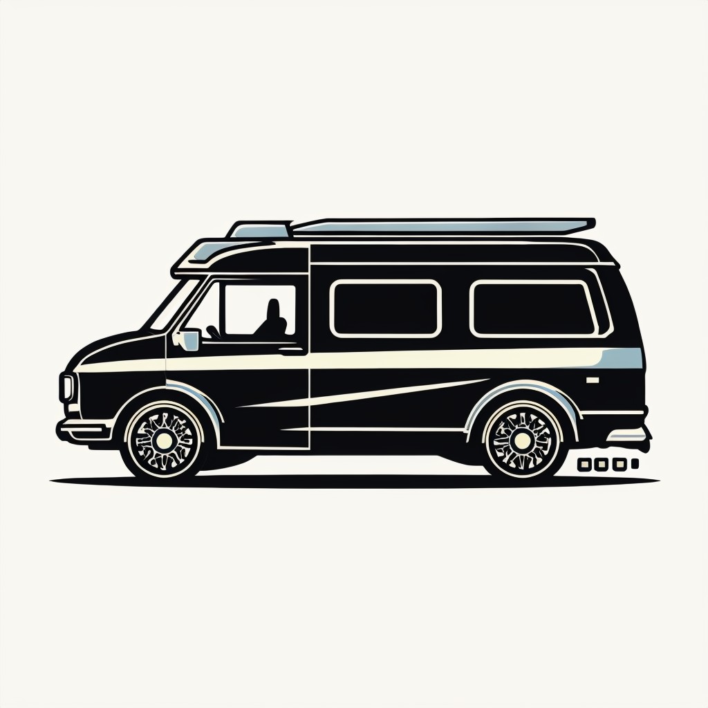 Minimalist Black Van Vector Illustration