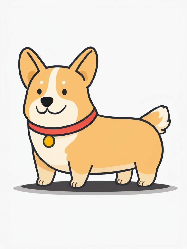 Cute Minimalist Corgi Dog Cartoon Illustration