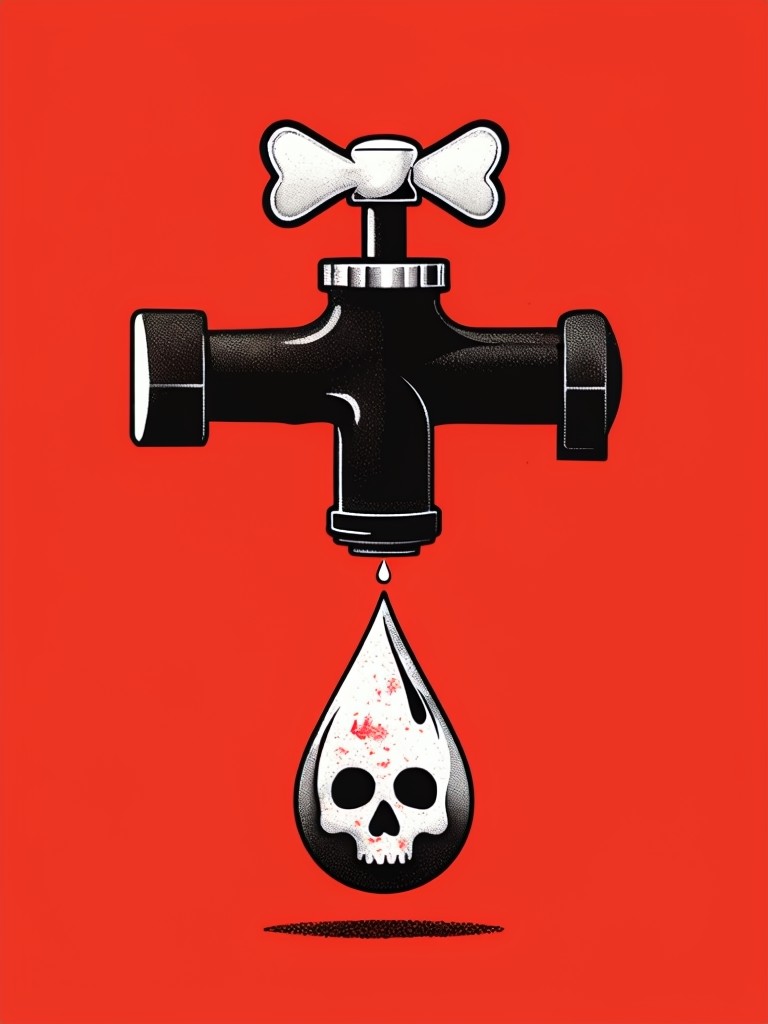 Toxic Water Skull Drop Illustration