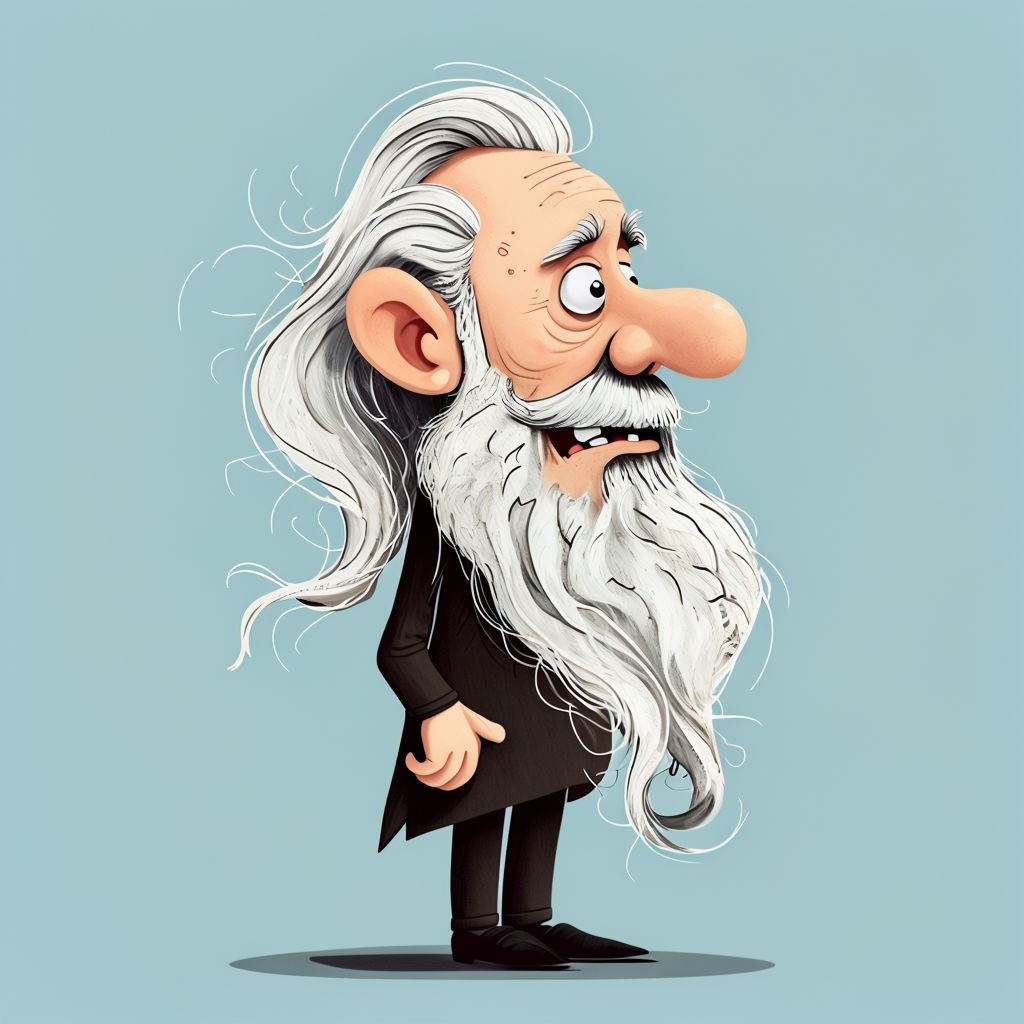 Whimsical Cartoon Elderly Man Character Illustration Art