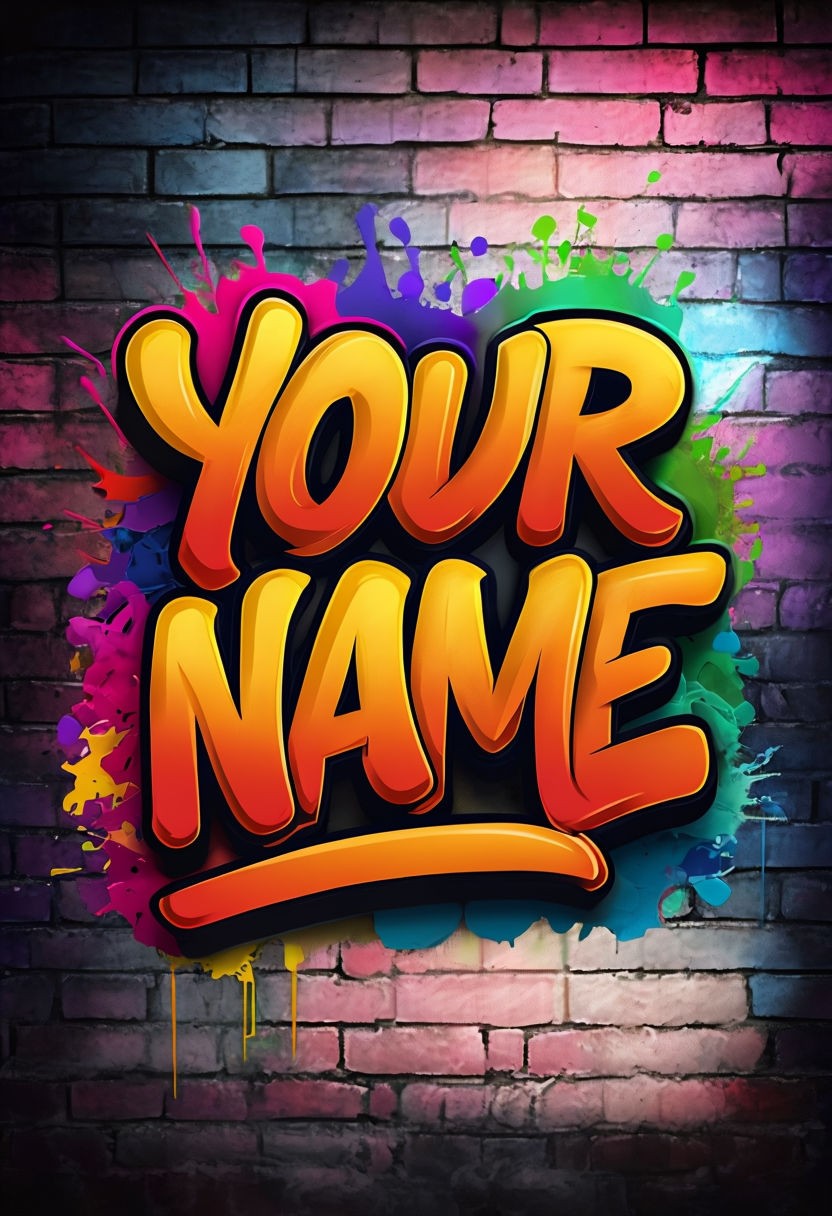 Vibrant Graffiti 'Your Name' Digital Art for Urban Vibes Poster