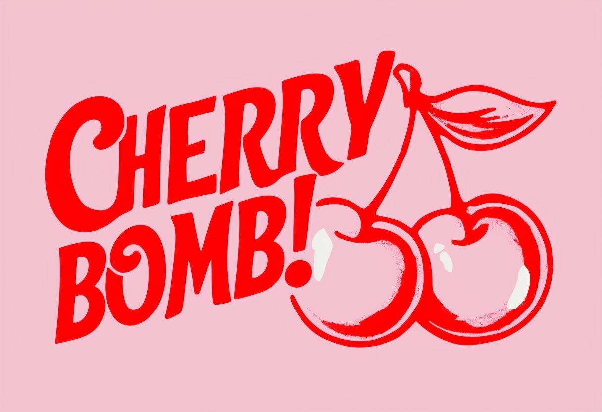 Playful Retro Cherry Bomb Typography T-Shirt Design