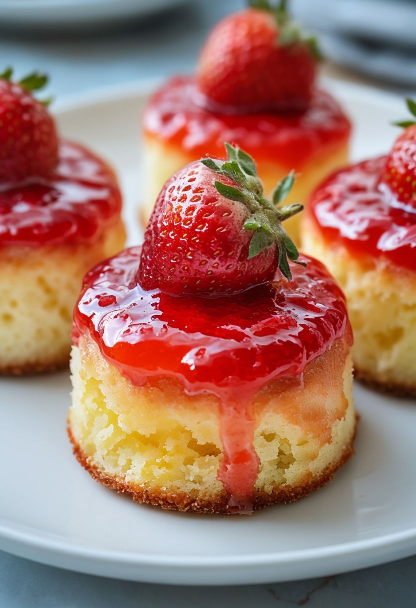 Delicious Strawberry Glazed Cakes Close-Up Art