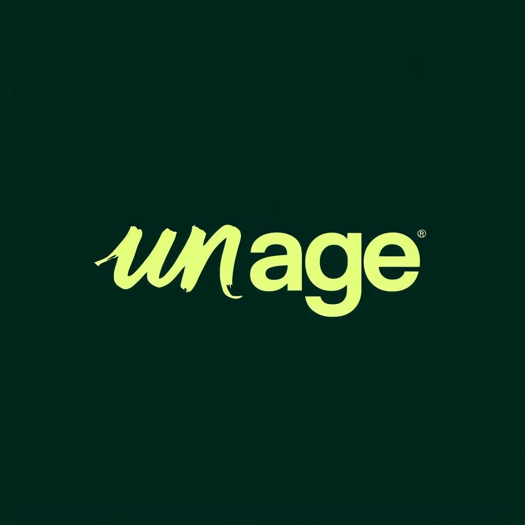 Minimalist Neon 'unage' Logo on Forest Green Background for Branding Logo