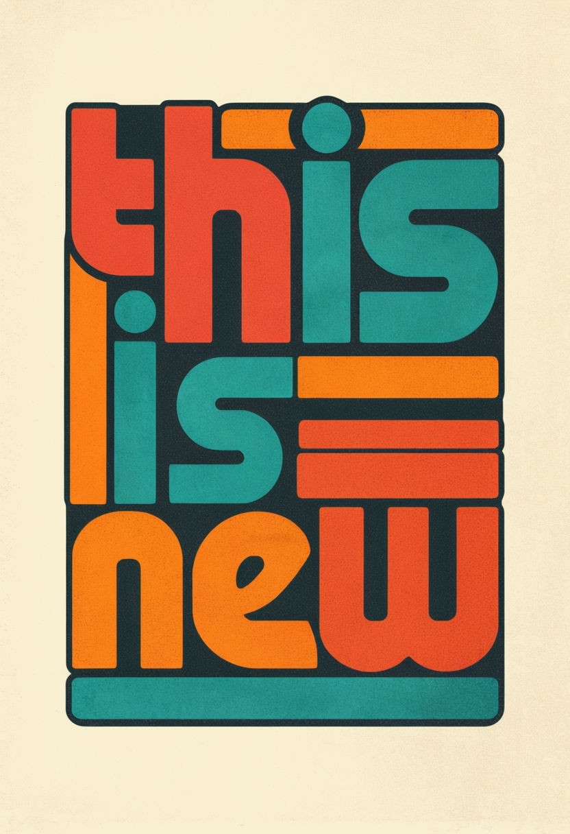 Vintage Typography 'This is New' Colorful Poster