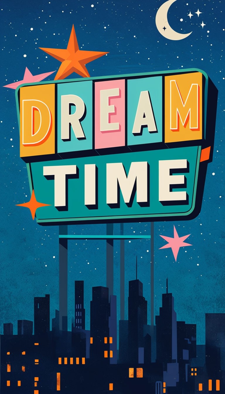 Retro Dream Time Marquee Sign Art Poster