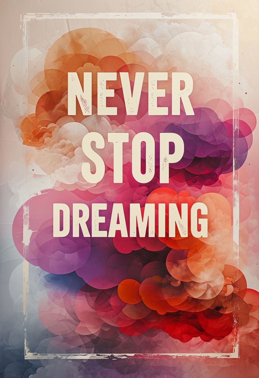 Never Stop Dreaming Motivational Poster Design