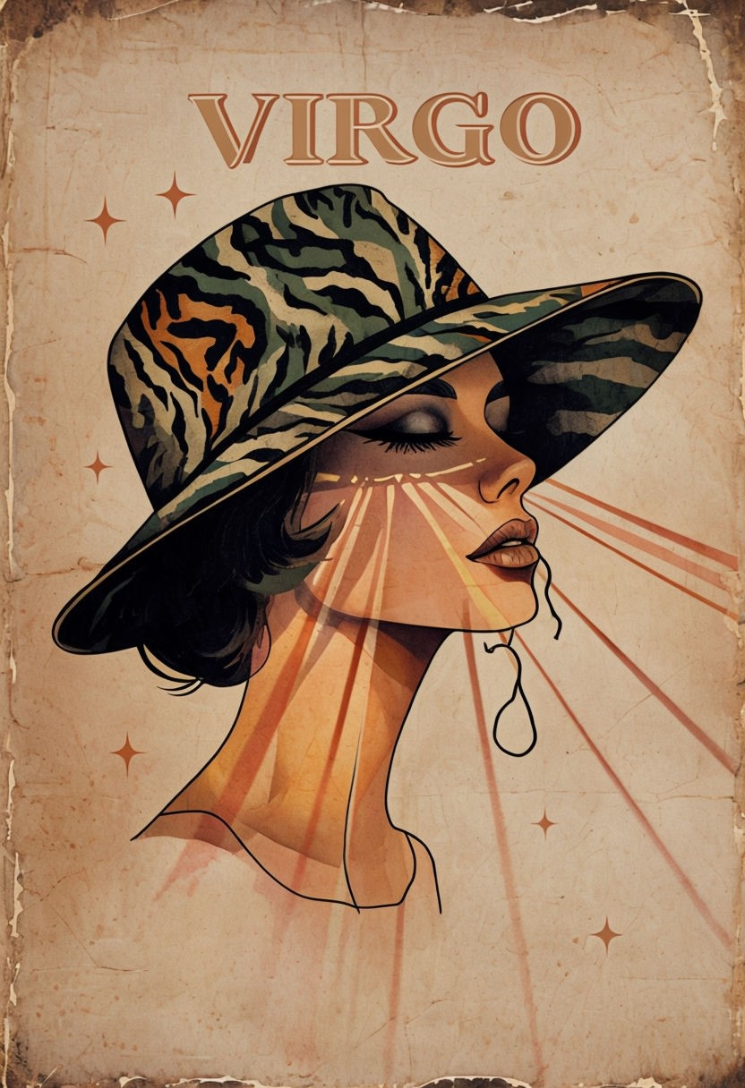 Vintage Virgo Woman Profile Illustration Poster