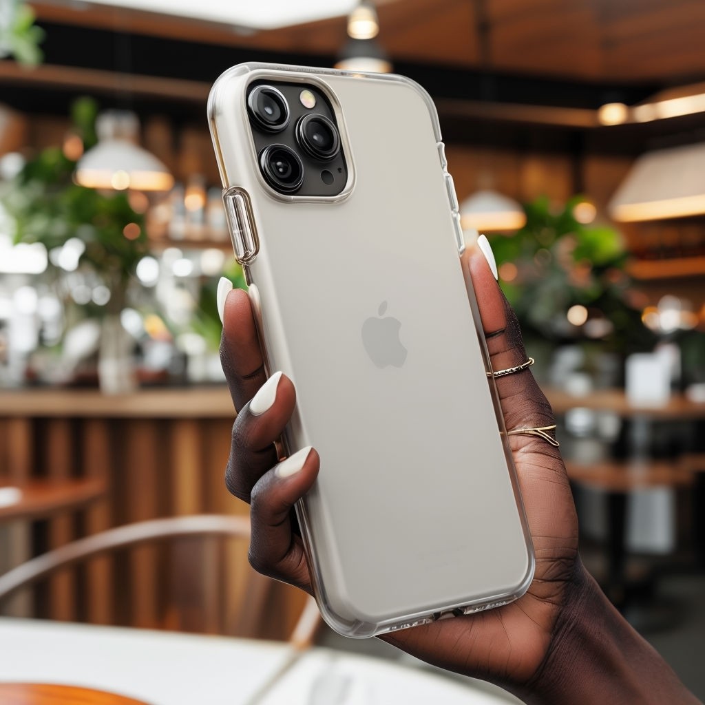 Trendy Lifestyle Smartphone Case Mockup in Cafe Setting