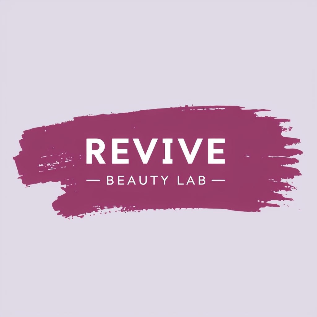 Minimalist REVIVE BEAUTY LAB Logo Design with Mauve Brushstroke