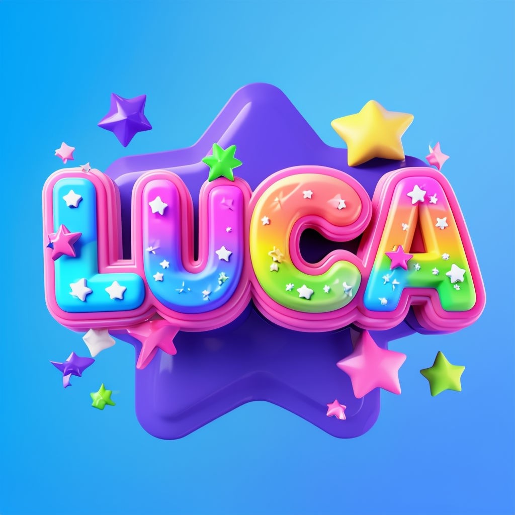 Colorful 3D Cartoon LUCA Name with Stars Art