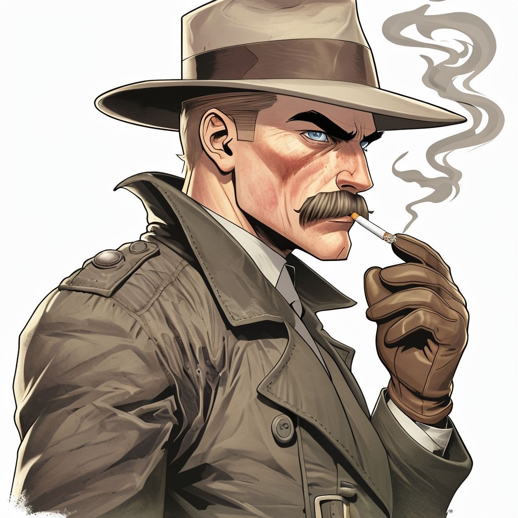 Vintage Comic Detective Character Illustration Art