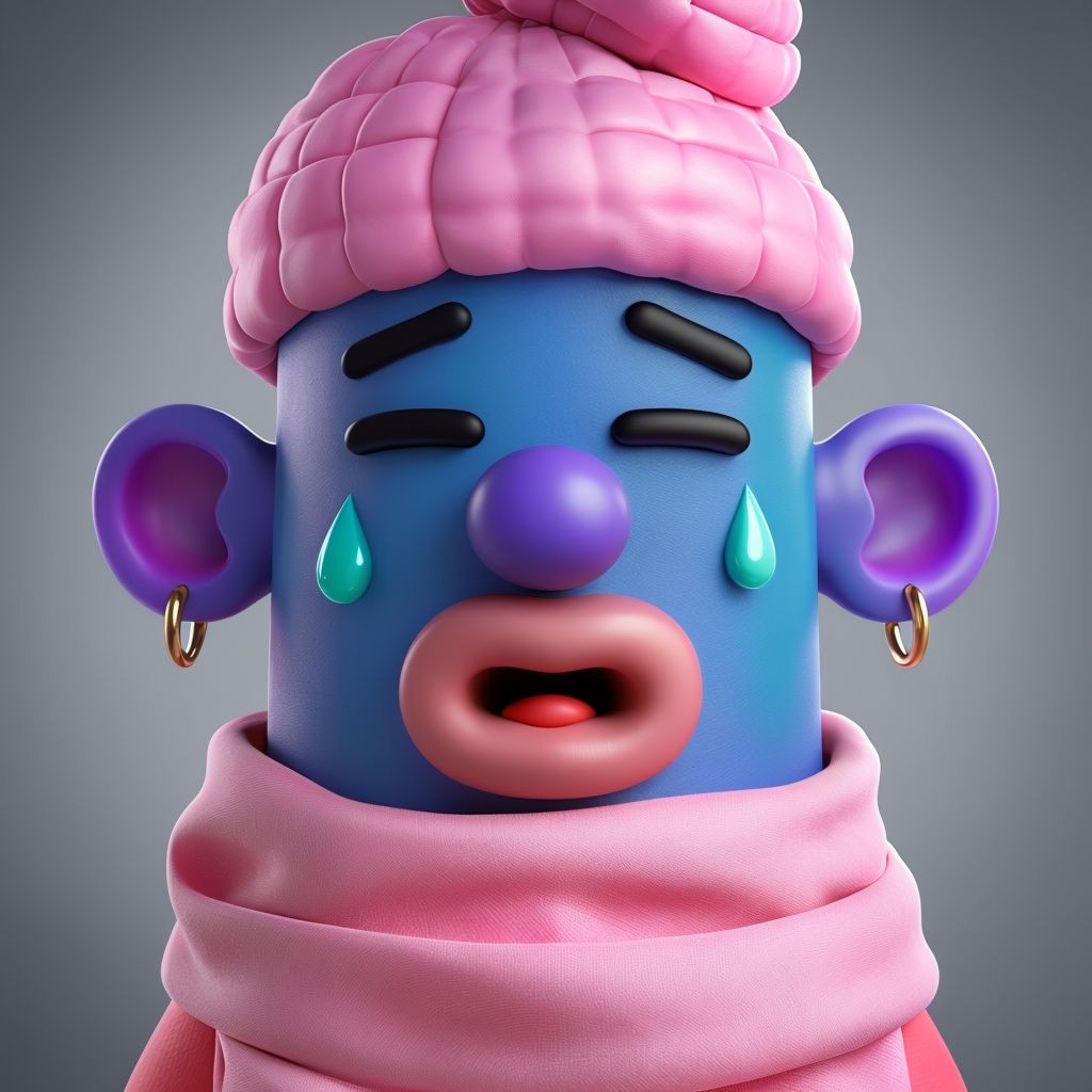 Whimsical 3D Cartoon Character with Playful Features Art