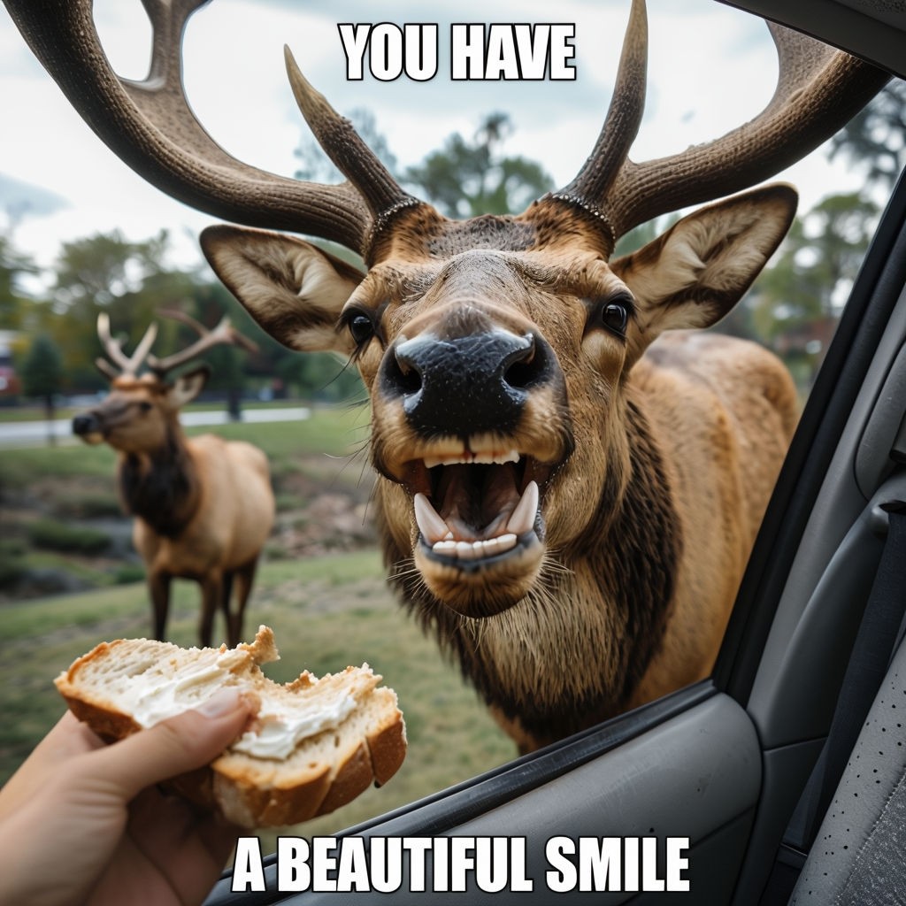 Elk Interaction with a Touch of Humor Meme