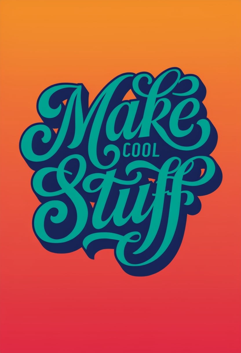 Vibrant 'Make Cool Stuff' Motivational Typography Art Poster