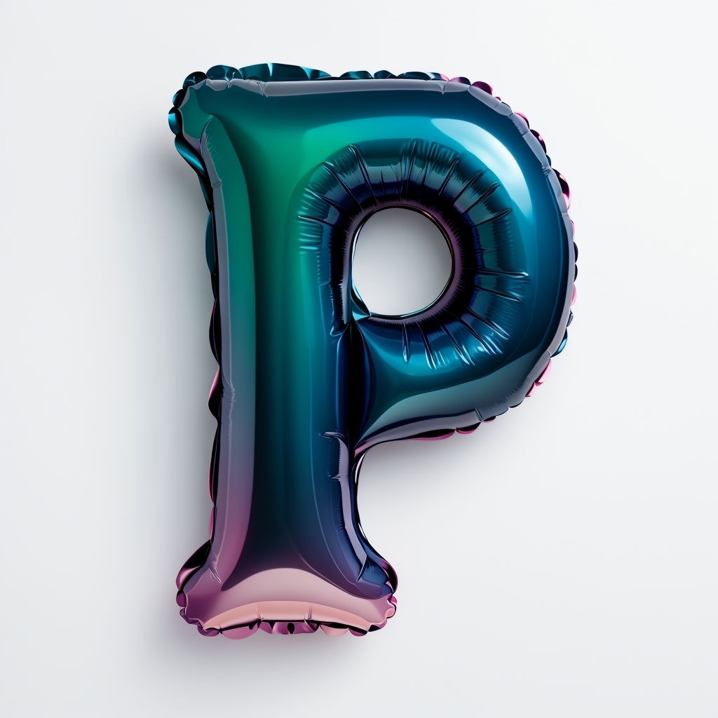 Glossy Gradient Inflated Letter P Monogram