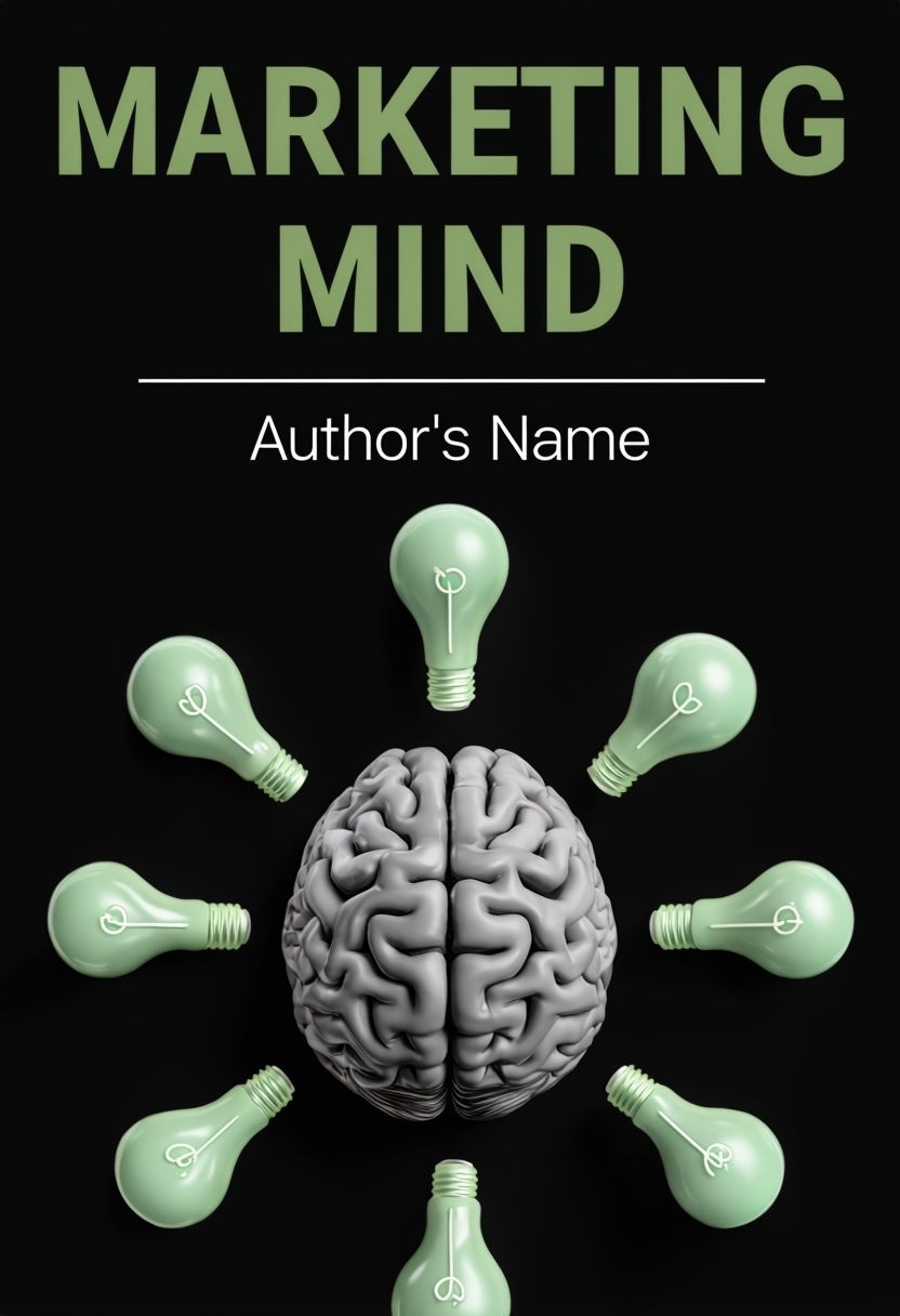 Modern Minimalist Marketing Mind Book Cover with Human Brain and ...