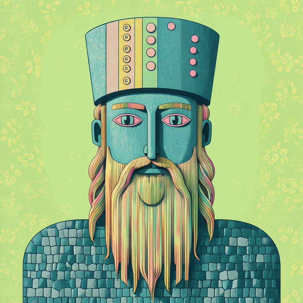 Stylized Abstract Bearded Man Statue Illustration Art