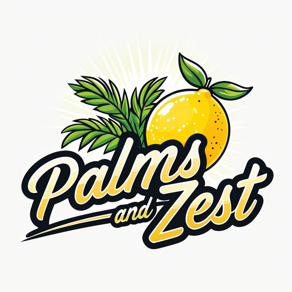 Vibrant Palms and Zest Cartoon Logo Design