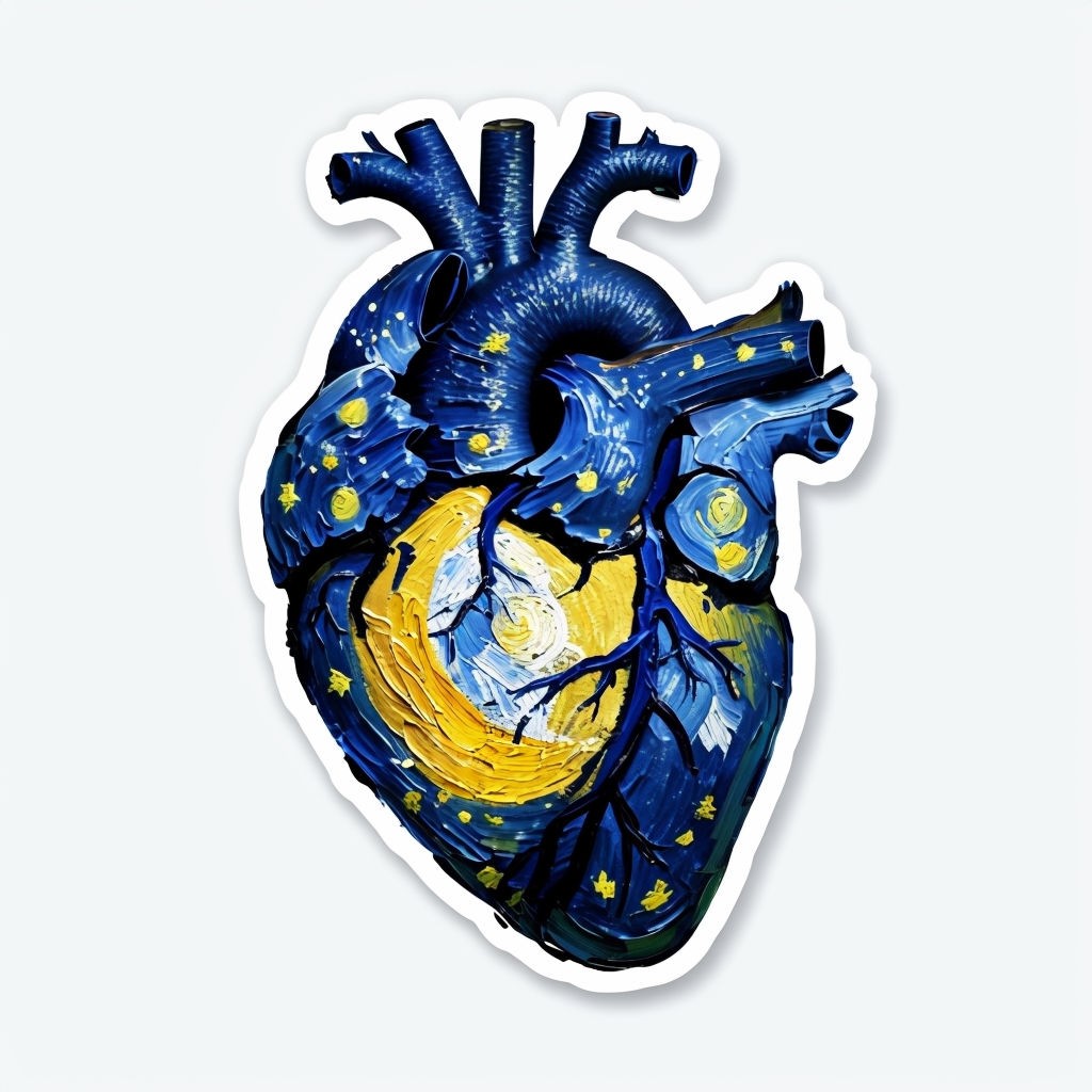 Vivid Van Gogh Style Heart Art with Starry Night Motif Sticker