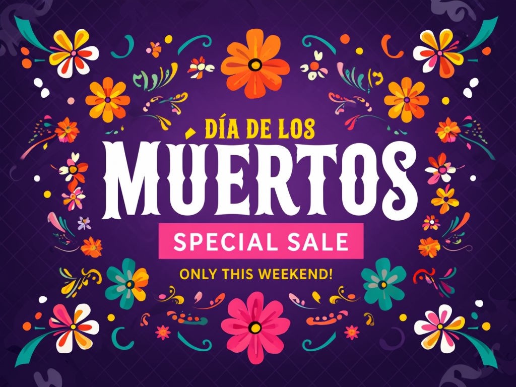 Vibrant Día de los Muertos Special Sale Banner for Festive Promotions Poster