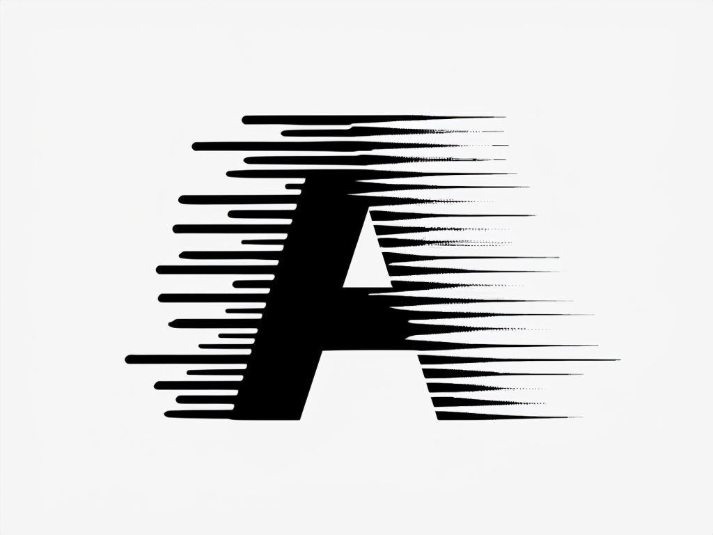 Dynamic Black and White Abstract Letter 'A' Art