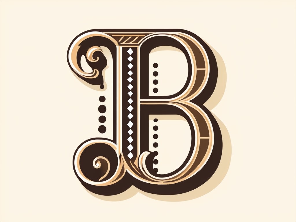 Ornate Vintage Letter B Illustration Art