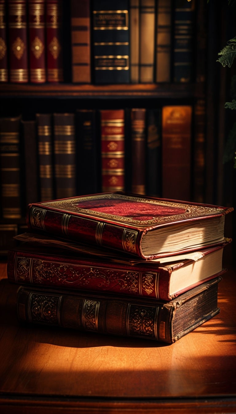 Antique Leather Books Still Life Photograph for Intellectual Charm Art