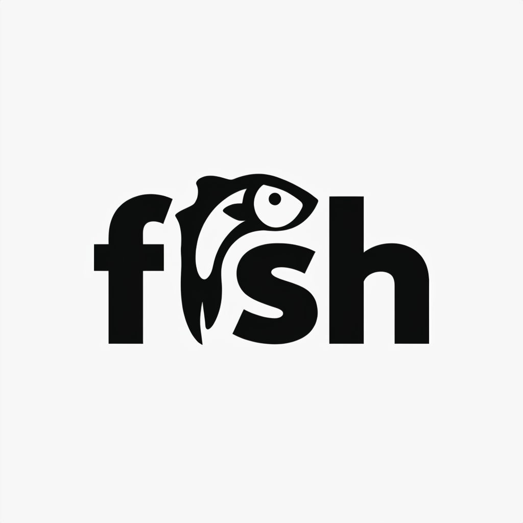 Clever Minimalist Fish Logo Design with Integrated Typography