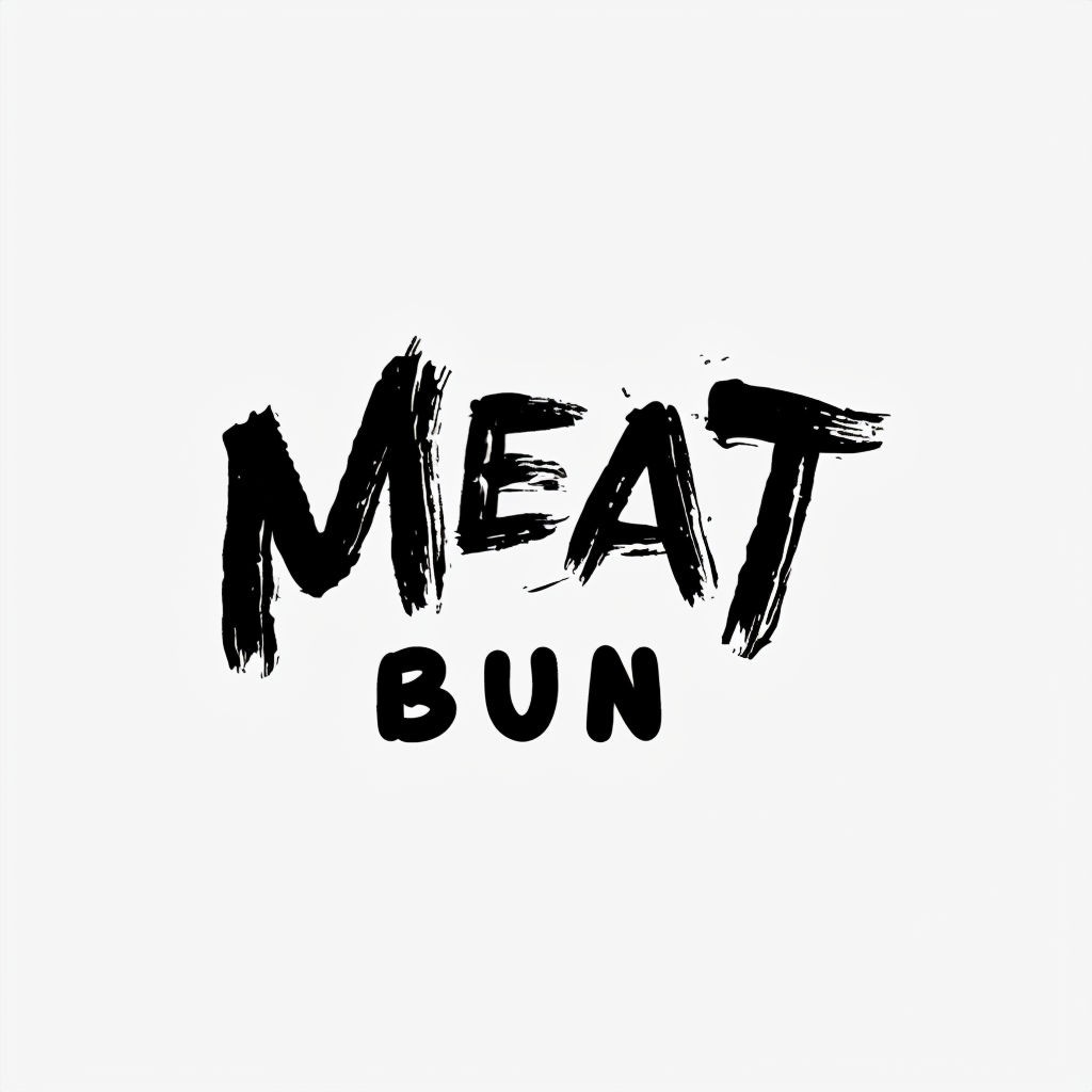 Playful Hand-Drawn Meat Bun Typography for Casual Dining Logo