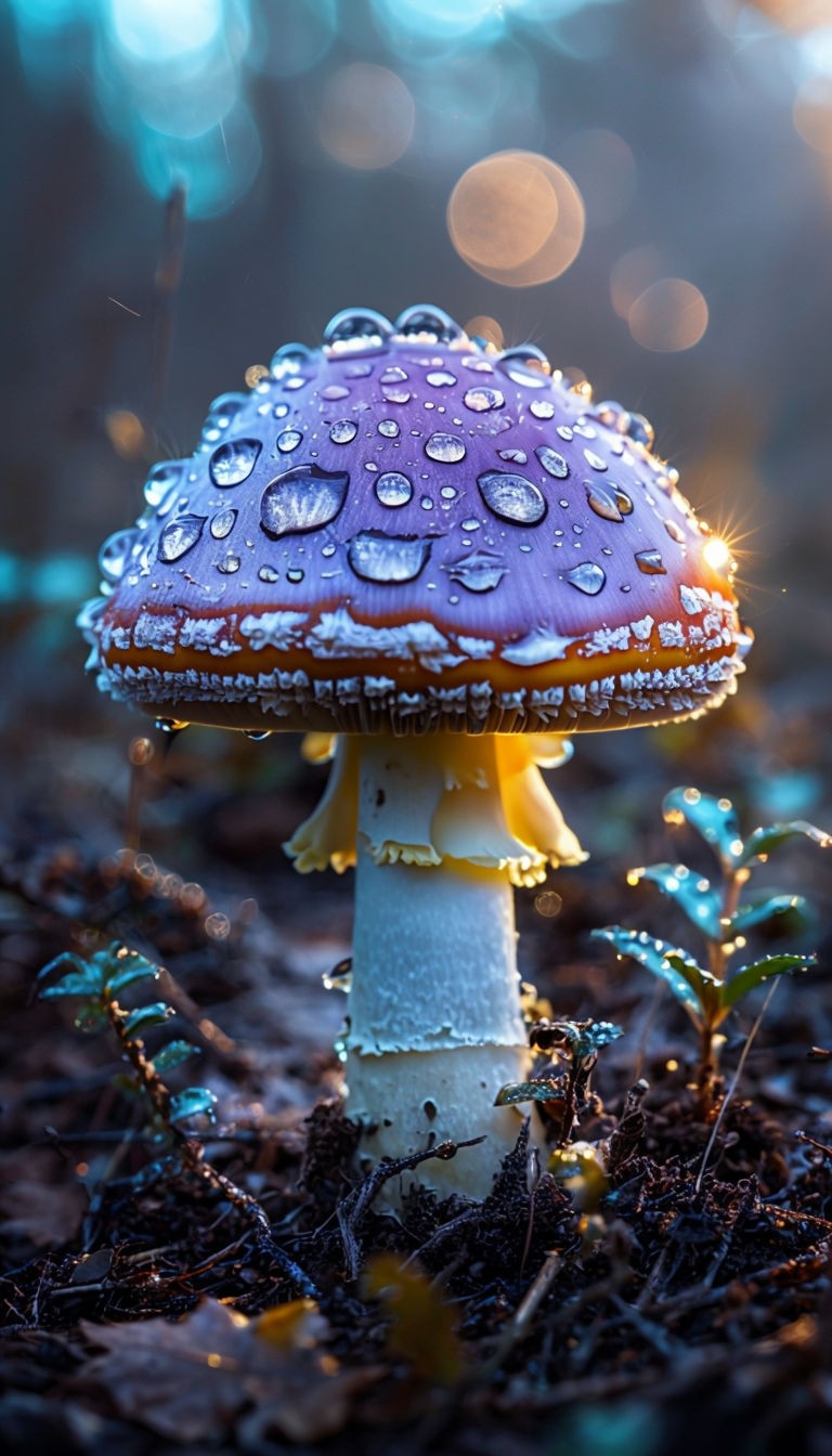 Vibrant Amanita Muscaria Mushroom Close-Up Art