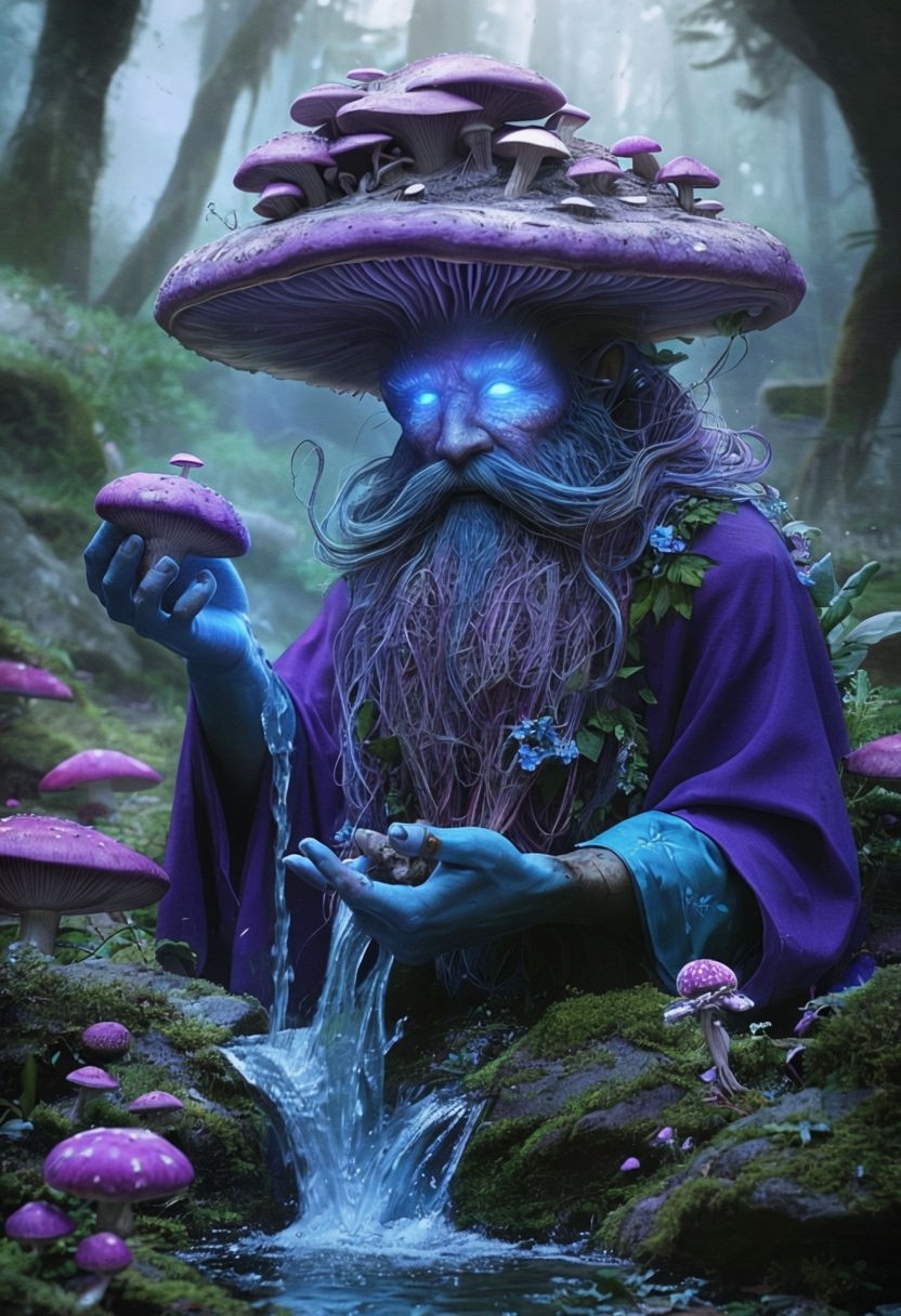 Mystical Mushroom Guardian in Enchanted Forest Art