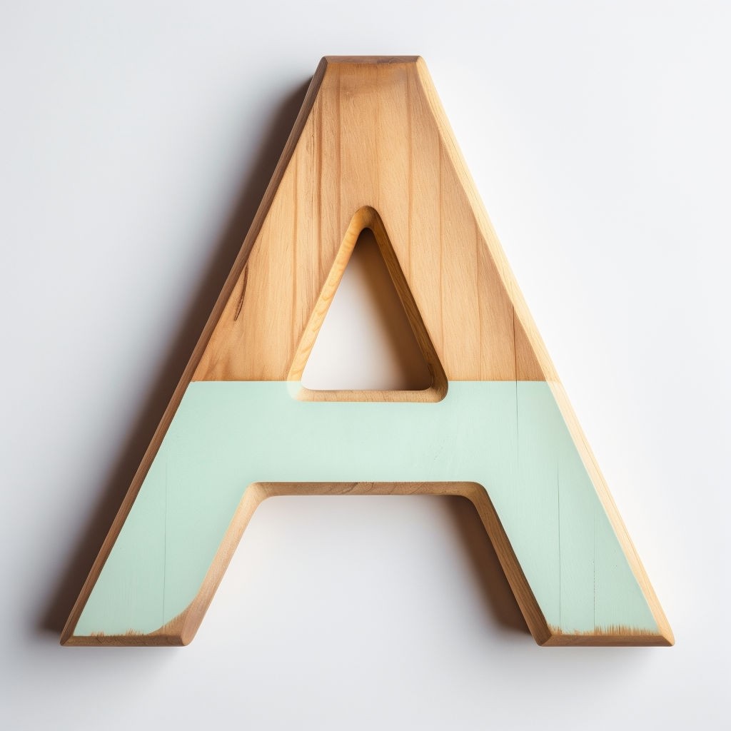 Modern Wooden Letter A Monogram Design Art